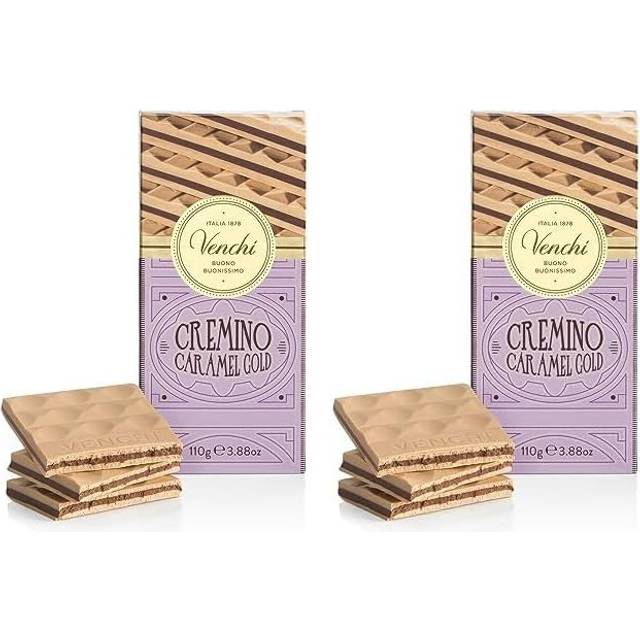 Venchi - Gold Caramel Cremino Chocolate Bar, 110 g - Gluten Free (Pack of 2)