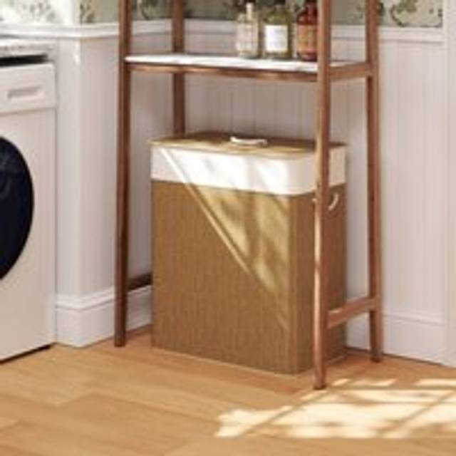 HOMCOM 100L Laundry Basket with Lid, Washing Basket for Bathroom, Brown, Brown