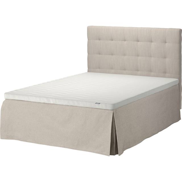 SKOTTERUD / RYKKINN resårbotten med sänggavel, medium fast/Norrsele Hillared beige, 160x200 cm
