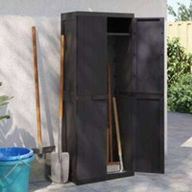 Outdoor Storage Cabinet Black 65x37x165 cm PP - One Size
