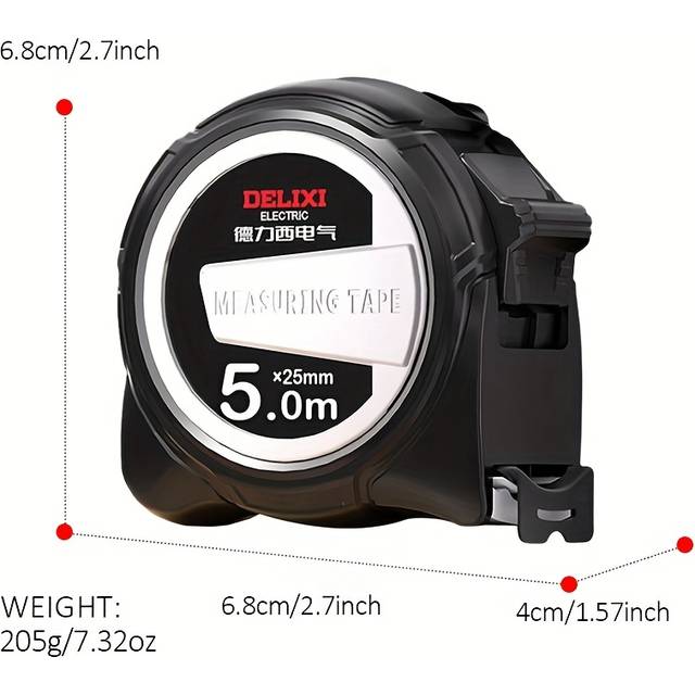 TEMU Electric Retractable Steel Tape Measure - , Electroplated, 7.5m/25mm, 5m/25mm, 5m/19mm, /19mm, Ideal For Crafts, , And Precision Measurements