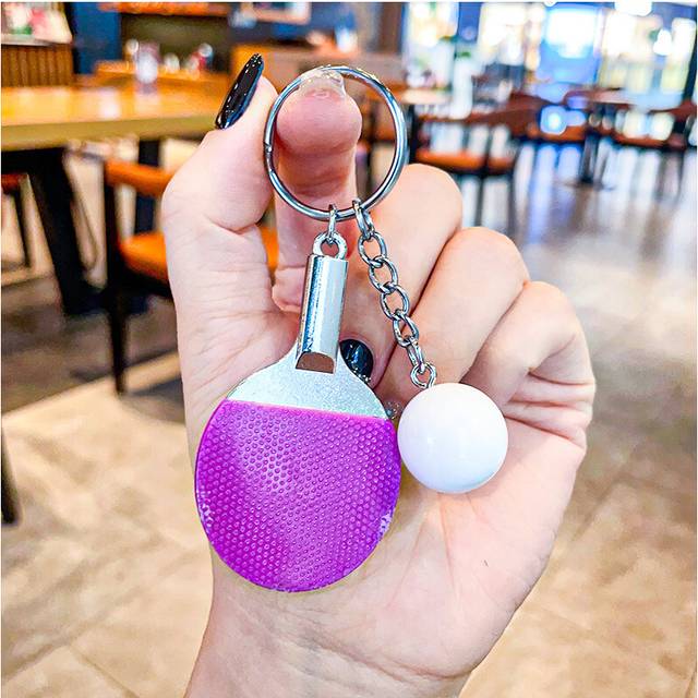 (Purple Ball) Keychain Sportsthemed Creative For Table Tennis Fans Made Of Colorful Metal