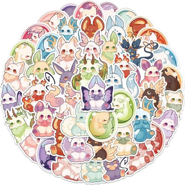 Kawaii Illusory Animal Stickers for Kids Girls Boys Teens Vinyl Waterproof Reusable  Deco Stickers for Luggage Guitar Phone Water Bottles 50 Pcs
