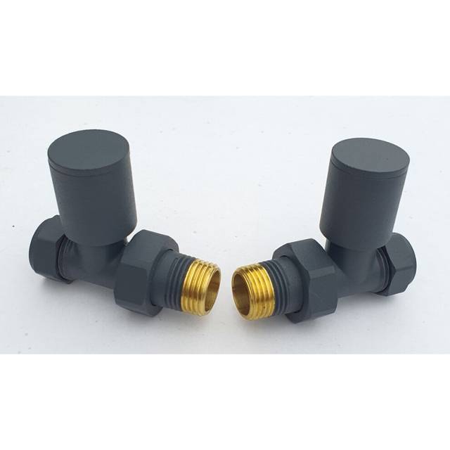 "Anthracite Straight Towel Rail Valves 1/2"" /15mm Radiator valves"