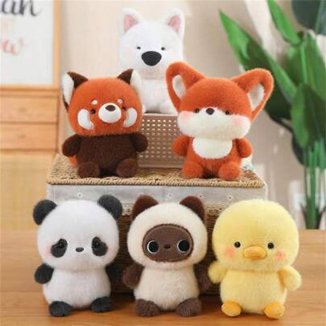 SHEIN Sitting & Lying Desk Buddy Plush Toy - Super Soft Stuffed Mini Plush Animals, Fox/Bear/Lamb/Pink Pig/Yellow Chicken, Etc., Suitable For Office And Stu