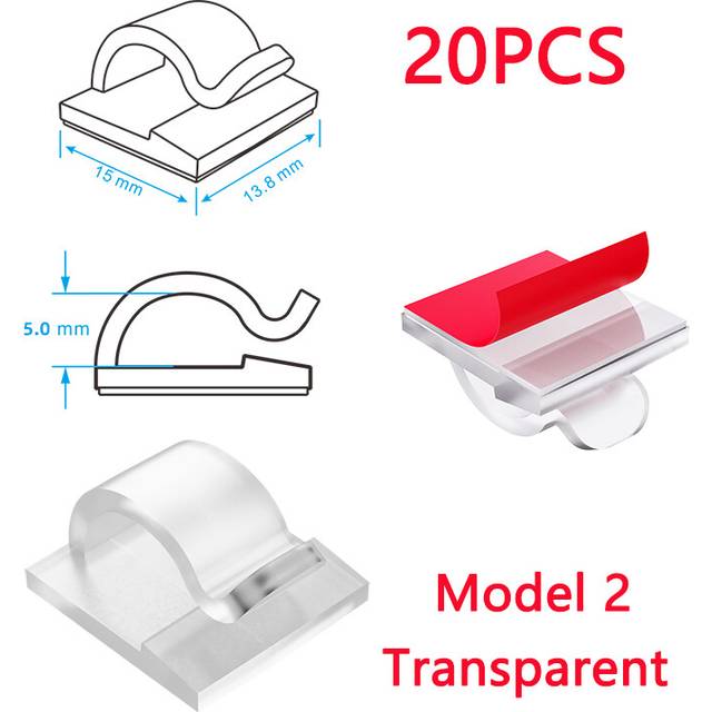 (white-1pc) 50 20 10 PCS Cable Organizer Clip Self Adhesive Cord Management Desktop Wall USB Cable Management Wire Winder Manager Desk Clamp