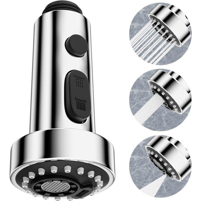 3 Modes Kitchen Faucet Head Replacement, Pull-Out Spray Head for Universal G1/2 Kitchen Mixer Tap, 360 Swivel Faucet