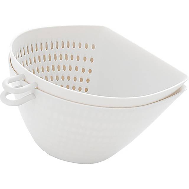 Vegetable Drain Basket Double Layer Plastic Kitchen Colander Bowl Set with Handle for Fruit Food