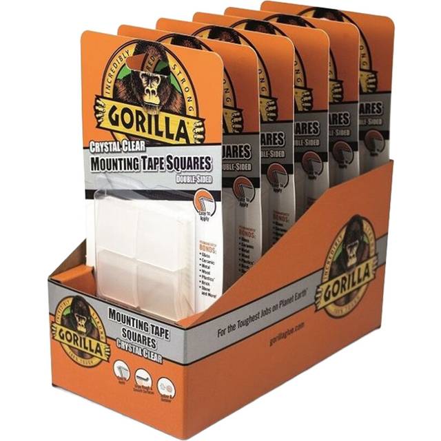 Gorilla Mounting Tape Squares Crystal Clear 2.5cm x 2.5cm 24pk