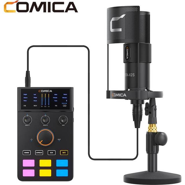 COMICA AD Caster C1-K1 Audio Mixer USB Audio Interface Ljudkort med 3,5 mm portar Dubbla XLR-ingång svart
