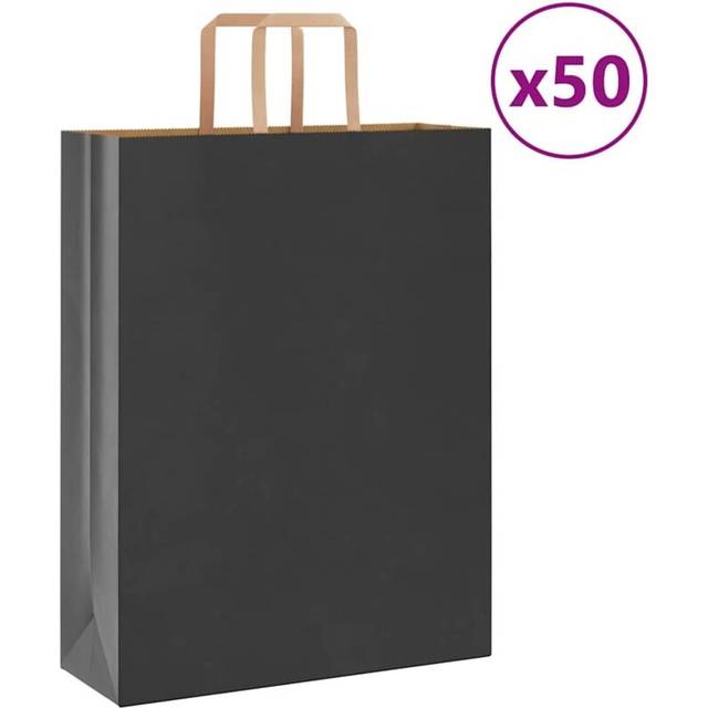 Vidaxl - Paper Bags 50 pcs with Handles Black 32x12x42 cm