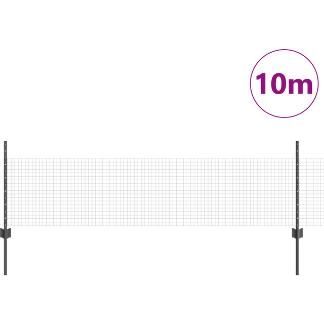 vidaXL Fence with Posts Grey 0.5 x 10 m Steel