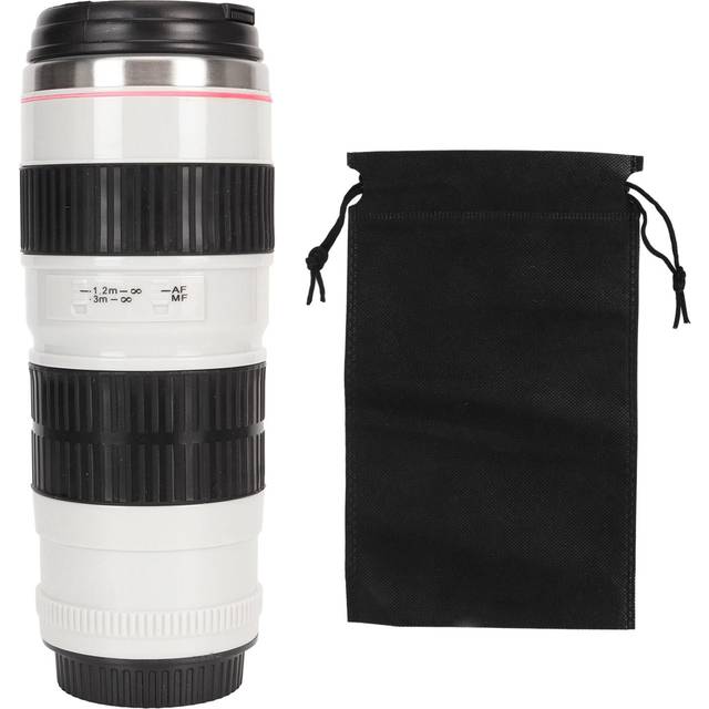 Camera Lens Coffee Mug Stainless Steel Coffee Mugs Sealed Lids Photographer Camera Mug Travel White