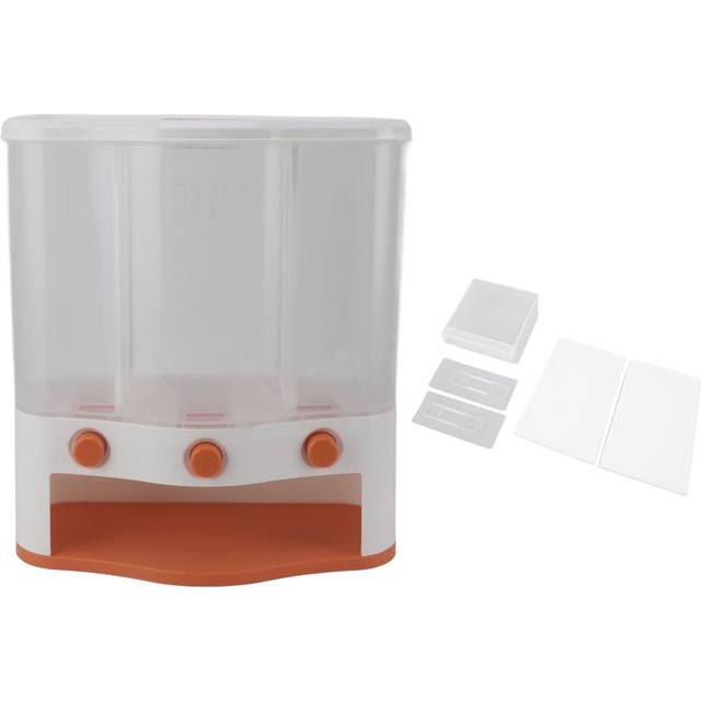 3 Grid Cereal Dispenser Airtight Dry Food Storage Container Wall Mounted Grain Storage Container L(for 6.5-9kg) orange