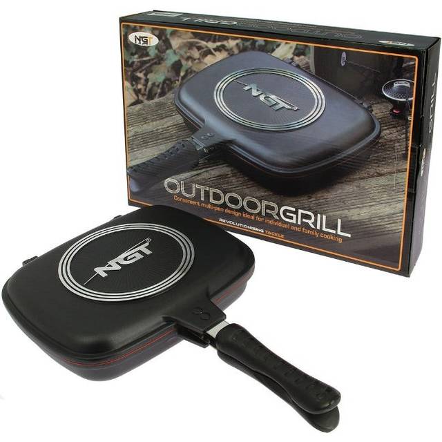 Ngt large carp fishing double grill pan outdoor grill pan cooking camping hiking