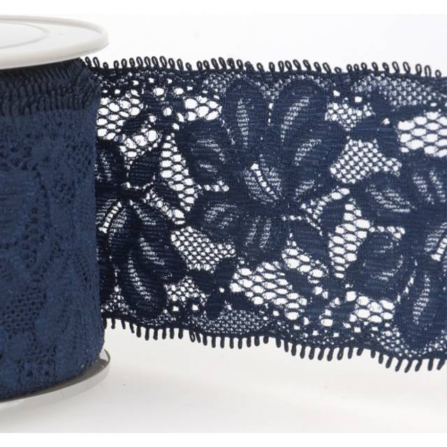 Stephanoise Stretch Lace Trim Dark Navy
