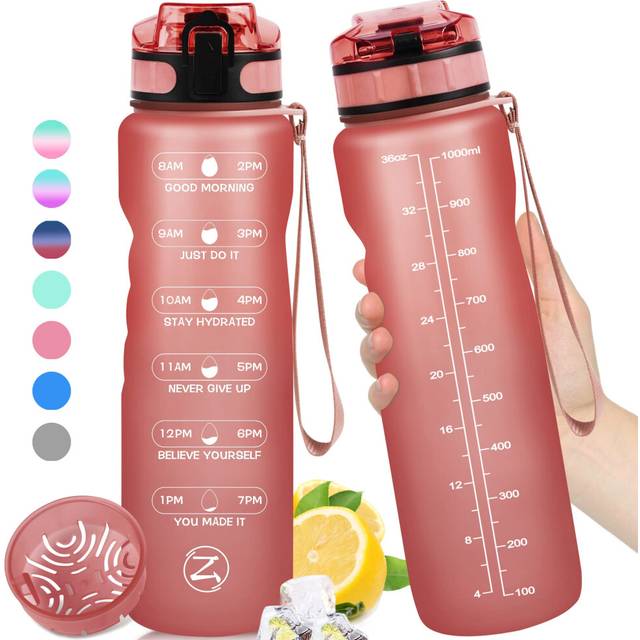 ZOMAKE 32oz Motivational Water Bottle with Times to Drink Time Marker