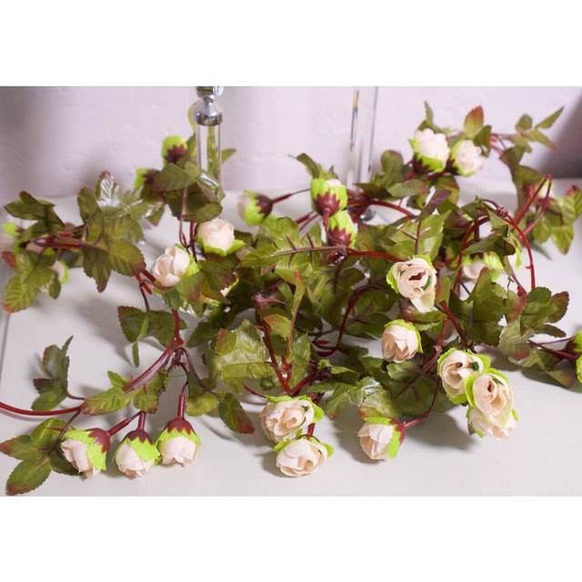 (White) Best Artificial 7ft Silk Mini Rose Garland