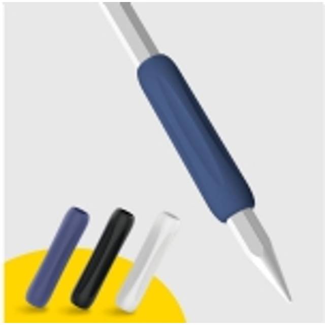 doodroo Silikonhållare för Apple Pencil 1 & 2 Gen. - 3-Pack - Svart / Vit / Blå
