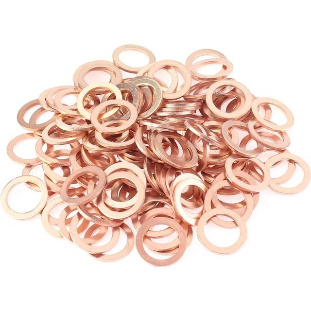 HELIFOUNER 50 Pieces M14x20x1.5mm Copper Washers  Copper Metric Sealing Washers  Inner Diameter 14mm  Outer Diameter 20mm  Thickness 1.5mm