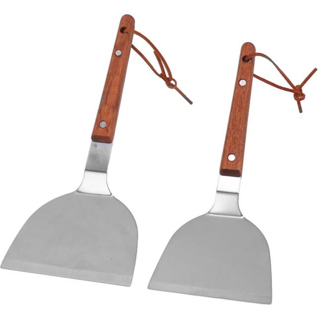 Spatula Turner Grill Flat Spatula Stainless Steel Comfortable Grip Wood Handle Heat Resistant Easy Round Spatula and Round Slotted Spatula