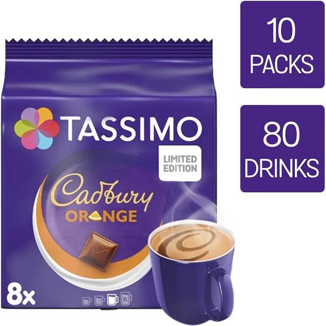 Tassimo hot chocolate pods cadbury orange t discs 5 packs (50 drinks)