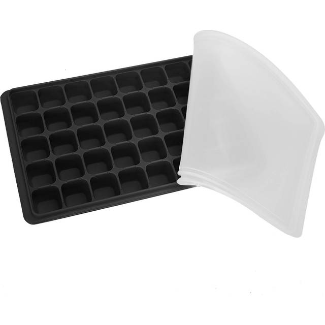 Ice Cubes Tray Molds Reusable 40 Cavity Silicone Ice Cubes Molds with Covers for Home KitchenBlack black