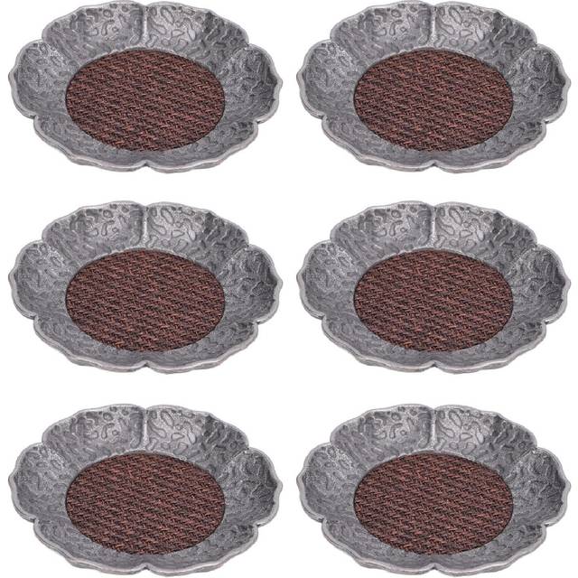 6PCS Drink Coasters Set Zinc Alloy Rattan Flower Shaped Heat Insulation Chinese Stylish Coaster Cup
