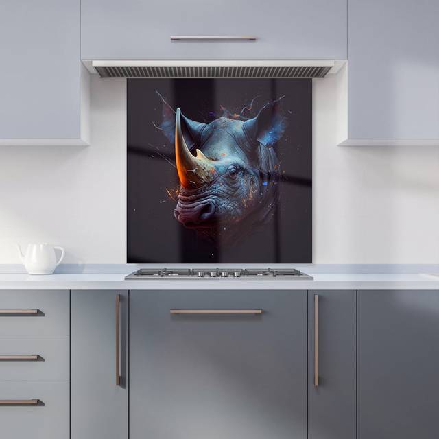 Warren Reed - Designer Rhino Face Splashart Kitchen Splashback W600Mm X H600Mm, Multi