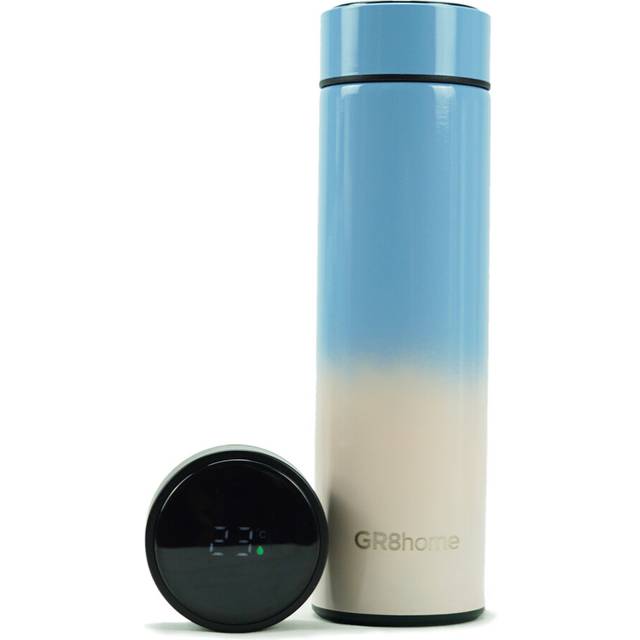 Led display smart water bottle 500ml vacuum insulated flask cup gradient blue