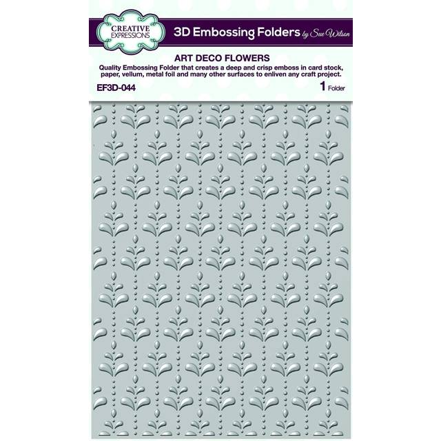 "Creative Expressions 3D Embossing Folder 5.75""""""""X7.5""""""""-Art Deco Flowers -CEEF3D-044"