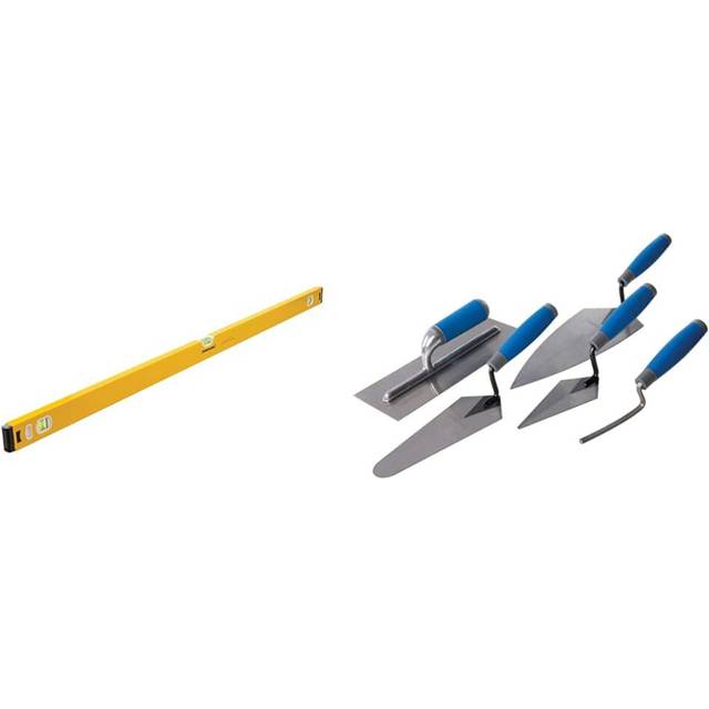 Silverline Spirit Level 1200mm (SL22),Yellow & Soft-Grip Trade Trowel Set 5pce (395016)