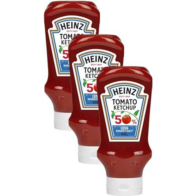 Heinz Tomato Ketchup 50% less sugar and salt, 400ml (Pack of 3)