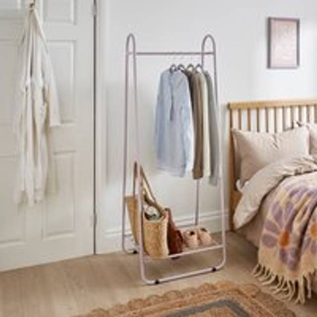 Clothes Rail with Built in Storage Shelf - Lilac