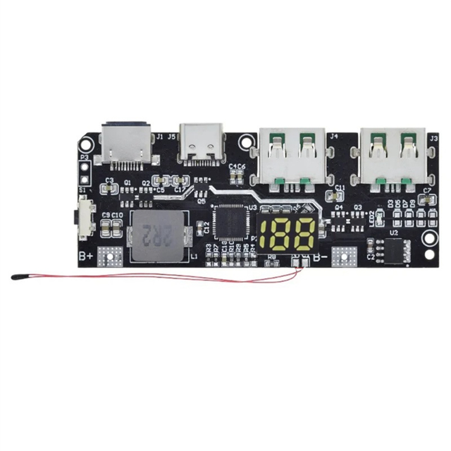 QC4.0/3.0 LED Dual USB 5V Mobile Power Bank 18650 Charging Module, A