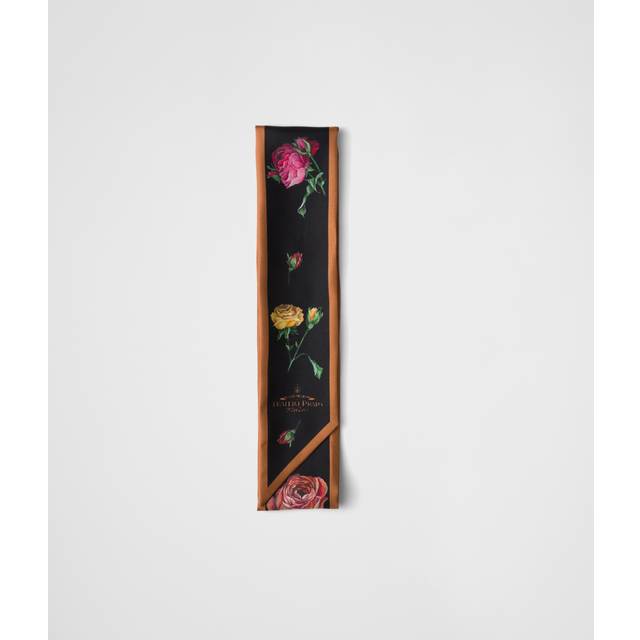 Printed twill skinny scarf