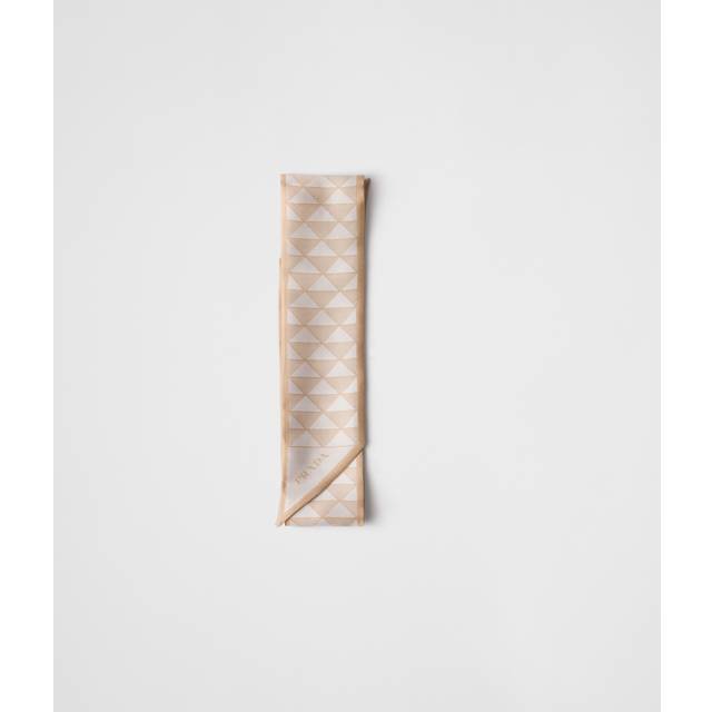 Printed silk skinny scarf