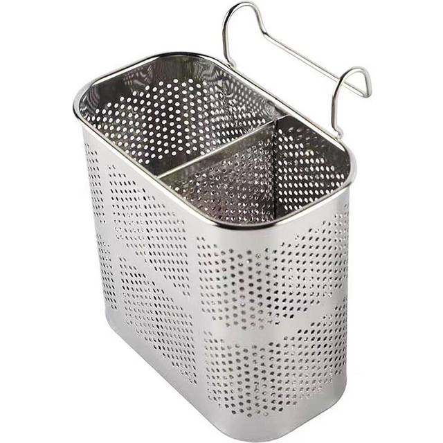 Chopsticks Holder Basket Large Capacity 2 Divided Compartments Stainless Steel Utensil Chopsticks