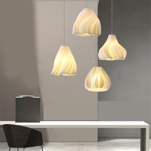 PVC Shade Living Room Stairs Chandelier Wave Design Ceiling for Bedroom Kitchen Island B