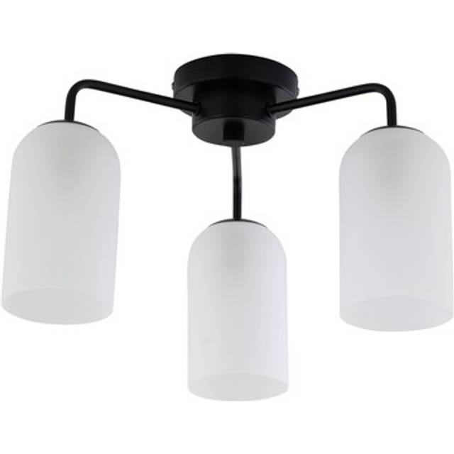 Modern black semi flush ceiling light fitting frosted glass shade home lighting