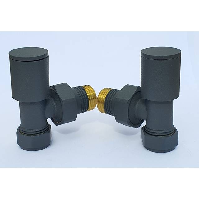 "Anthracite Angled Towel Rail/Radiator valves Valves 1/2"" /15mm"