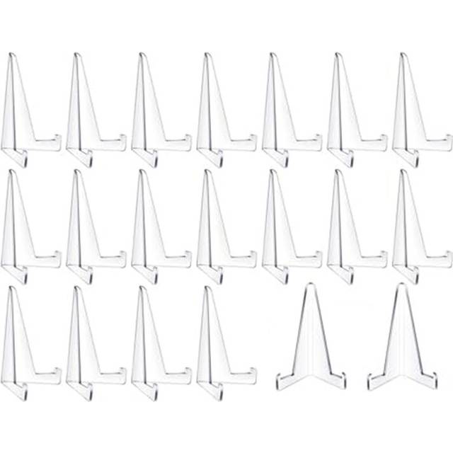 20 Pcs Triangle Acrylic Easel Stands for Display Mini Picture Frame Stand Plate Holders Photo Holder