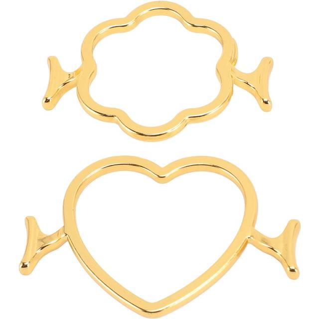 2PCS Wax Seal Moulds Wax Seal Stamp Rings Set with Heart Flower Shape Gold for 2.5cm Wax Sealing