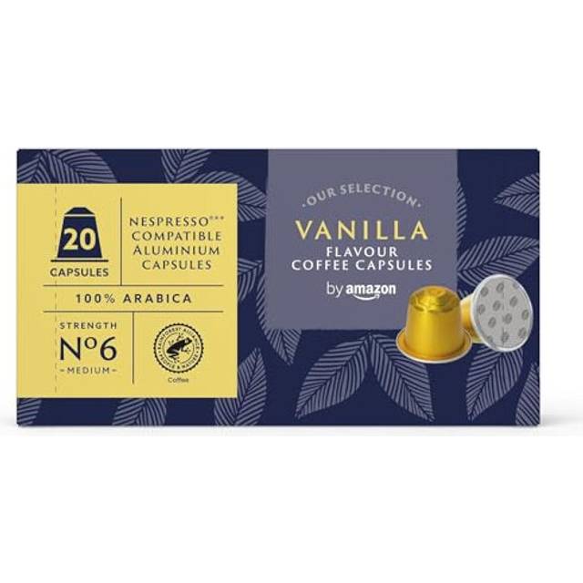 by Amazon Vanilla Flavoured Coffee Capsules, Nespresso Compatible, 20 Aluminium Capsules (1 pack x 20) - Rainforest Alliance Certified