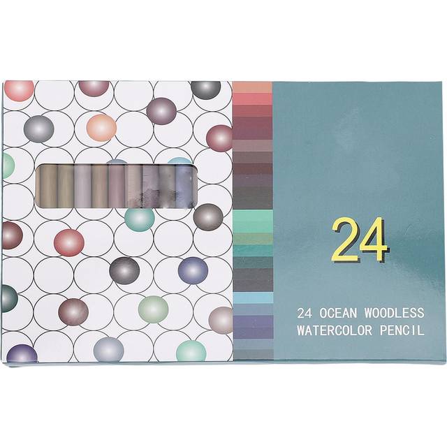 Woodless Colored Pencil Set Portable Multifunctional Oil Based Pigment 24 Colored Woodless Pencil