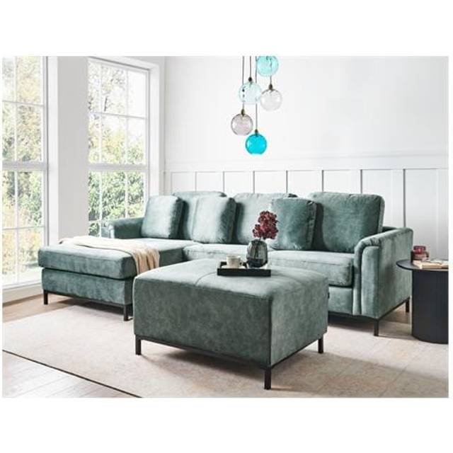 Corner Sofa OSLO Velvet Teal with Ottoman 5 Seater Right Hand