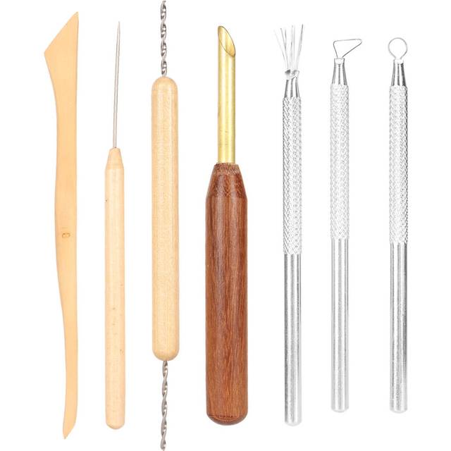 7Pcs Clay Sculpting Tools Brass Stainless Steel Flexible Wooden Handle Modeling Clay Tools for
