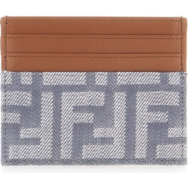 Leather and FF jacquard fabric cardholder - FENDI - gender_Woman - Blue (UNI)