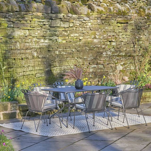 Elegance Rectangular 6 Seater Dining Set with Cushions - Grey (L)
