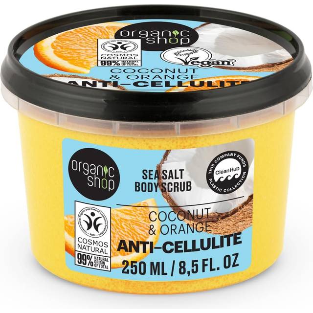 Organic shop anti-cellulite sea salt body scrub. coconut & orange, 250 ml